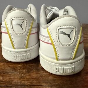 Puma White Sneakers with Yellow & Pink Trim
